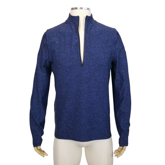 Lululemon Surge Warm 1/2 Zip Heathered Cerulean Blue / Black Sz Medium - Picture 2 of 11